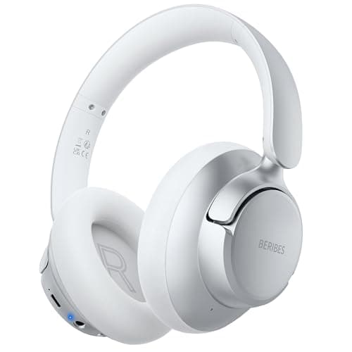 BERIBES Upgraded Hybrid Active Noise Cancelling Wireless Headphones with Transparent Modes,70H Playtime Bluetooth Headphones Wireless with Mic, Deep Bass,3.5MM Cable,Soft-Earpads,Fast Charging-Silver