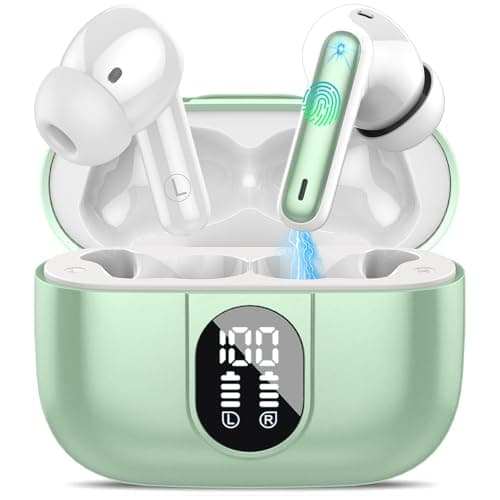 Wireless Earbuds, 2025 Bluetooth Headphones 5.3 HiFi Stereo Earphones, 40H Playtime in-Ear Earbud, Bluetooth Earbud with LED Power Display, IP7 Waterproof Earphones Sport Headset for Android iOS