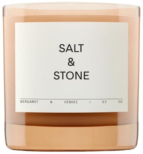 SALT & STONE Scented Candle for Women & Men | Hand-Poured, Aromatic & Fragrant | Coconut & Soy Blend Wax | 100% Cotton Wick | Long-Lasting 50 Hour Burn Time (8.5 oz) (Bergamot & Hinoki)