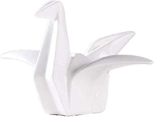 Ceramic Origami Crane Figurine Statue Handcrafted Crane Shaped Statue for Home Decor Ornament - White, S