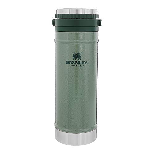 Stanley Travel Mug French Press 16oz with Double Vacuum Insulation, Stainless Steel Coffee Mug, Dishwasher Safe, Hammertone Green,1 Count