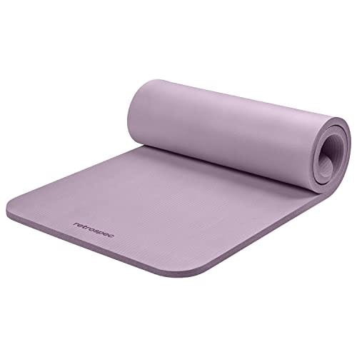 Retrospec Solana Yoga Mat 1" Thick with Nylon Strap for Men & Women - Non Slip Exercise Mat for Home Yoga, Pilates, Stretching, Floor & Fitness Workouts, Violet Haze