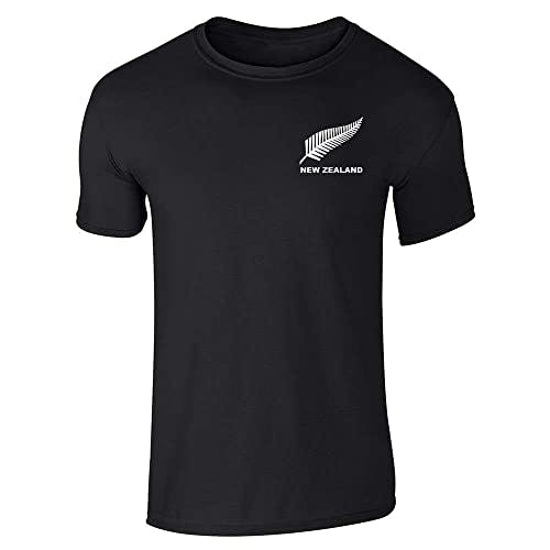 Pop Threads New Zealand Soccer Retro National Team Jersey Graphic Tee T-Shirt for Men Black L