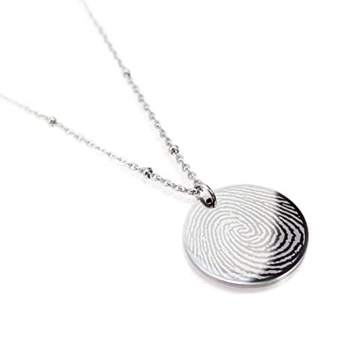 Personalized Fingerprint Necklace Woman Bereavement Jewelry Stainless Steel Actual Fingerprint Jewelry Memorial Fingerprint Sympathy Gift Mom Gift