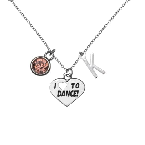 Girls Personalized Dance Necklace with Initial Birthstone Charm, Dance Jewelry, Ballet Necklace, Gift For Dancers, Dance Recitals, Dance Teams & Dance Teachers