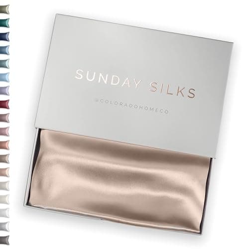 SUNDAYSILKS™ PREMIUM Silk Pillow Cases | 100% Mulberry Silk Pillowcase, All Sides Real 22 Momme Grade 6A Silk, Standard Queen, King Size Silk Pillowcases, Silk Pillow Case with Zipper [Nude Champagne]