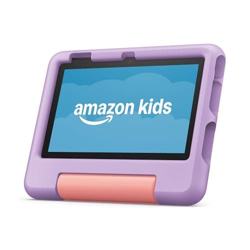 Amazon Fire 7 Kids tablet (newest model) ages 3-7. Top-selling 7" kids tablet on Amazon | ad-free content with parental controls included, 10-hr battery, 16 GB, Purple