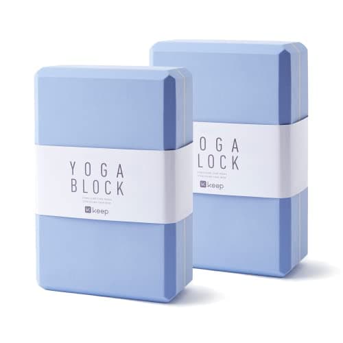 KEEP Yoga Block, High Density EVA Foam Blocks for Yoga, Pilates, Meditation, Aid Balance, Support and Deepen Poses - Non-Slip Lightweight Durable Light Blue (Set of 2)