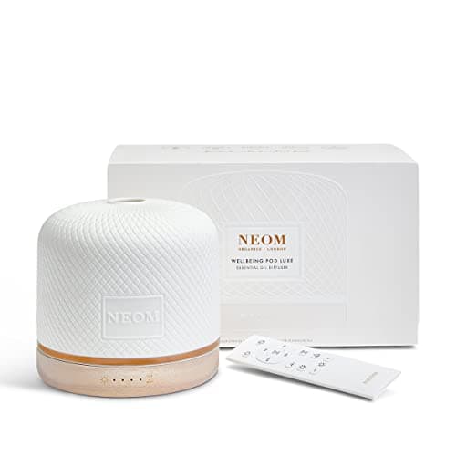 NEOM – Wellbeing Pod Luxe | Premium Ceramic Ultrasonic Essential Oil Diffuser, 350ml | Ceramic Cover, Remote Control, LED Light & Timer | Aromatherapy Diffuser | Home Fragrance…