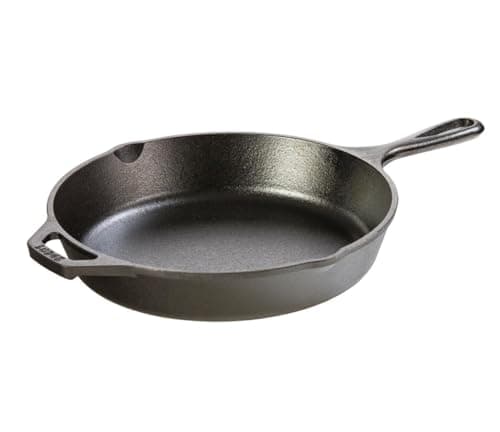 Lodge 10.25 Inch Cast Iron Skillet – Pre-Seasoned Frying Pan with Teardrop Handle – Oven, Stovetop, Grill & Campfire Use – Made in USA – Durable, Non-Toxic, Even-Heating Cookware – Black