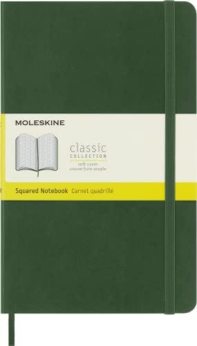 Moleskine Classic Notebook, Soft Cover, Large (5" x 8.25") Squared/Grid, Myrtle Green, 192 pages