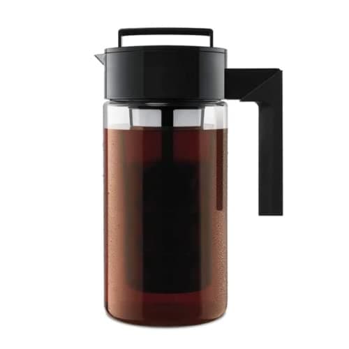 Takeya Tritan Cold Brew Coffee Maker - Airtight Pitcher with Leak-Free Lid - BPA-Free Cold Brew Maker with Silicone Handle - Dishwasher-Safe Pitcher for Homemade Cold Brew - 1 Quart, Black