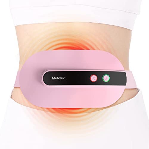 Portable Cordless Heating Pad, Heating Pad for Back Pain with 3 Heat Levels & 3 Vibration Massage Modes, Portable Electric Fast Heating Belly Wrap Belt for Women and Girl(Pink)