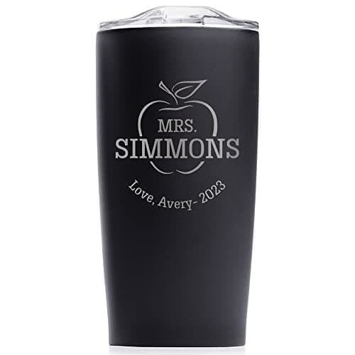 Lifetime Creations Engraved Personalized Teacher Tumbler: Educator Appreciation Gifts, Coffee Travel Mug, Teacher Presents for Women, Thank You End of Year Student Gifts (Matte Black 20 oz Cup)