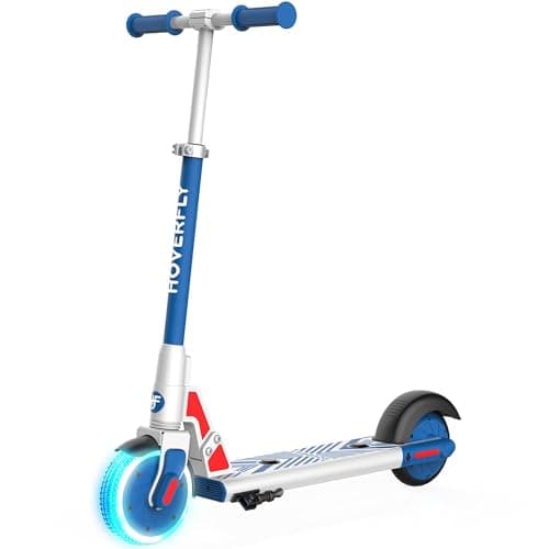 HOVERFLY GKS Lumios Kids Electric Scooter, 6" LED Flash Wheel & Deck Lights, Max 7.5mph Power by 150W Motor and 6.25 Miles, Scooter for Kids Ages 6-12, Blue