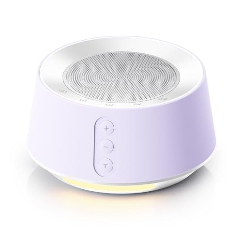 BGOVERSS White Noise Sound Machine with 14 Soothing Sounds and 10 Levels Night Light for Sleeping, 5 Timers and Memory Feature Plug in Sound Machine for Nursery Baby Kids Adults, Light Purple