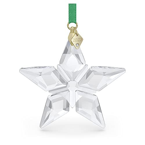 SWAROVSKI 2023 Annual Edition Hanging Ornament, Clear Crystal Star with 97 Facets, Gold-Tone Finished Tag, 1.0 oz, Officially Licensed Christmas Decoration
