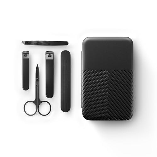MANSCAPED® Shears 3.0, 5-Piece Precision Men’s Nail Grooming Travel Kit, Stainless Steel Manicure Set with Fingernail & Toenail Clippers, Nail File, Slant Tip Tweezers, Cuticle Scissors, Travel Case
