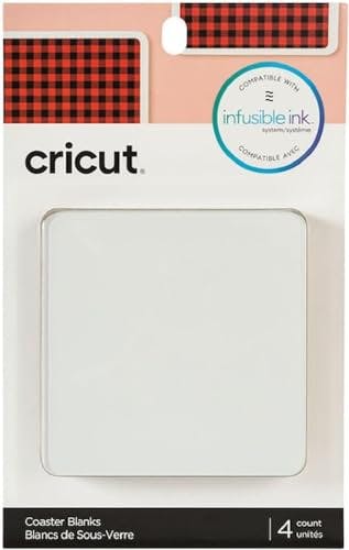 Cricut Coaster Blank with cork backing, Square Infusible Ink, White