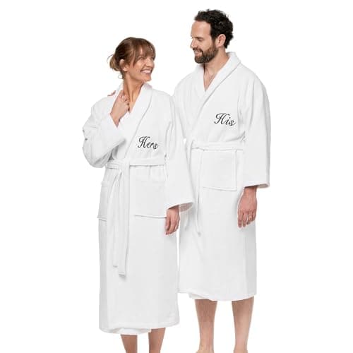 Ben Kaufman 100% Cotton Robe - Cotton Bathrobes for Men & Women - Hotel-Inspired Plush Robes - Soft, Machine Washable Bathrobes - Luxury Gifts for Men & Women - Velour His/Hers (2 Pack)