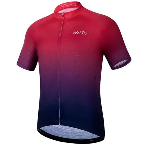 ROTTO Cycling Jersey Mens Bike Shirt Short Sleeve Gradient Color Series