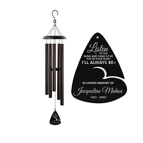 Personalized "Listen to the Wind" Memorial Wind Chime (21" Black)