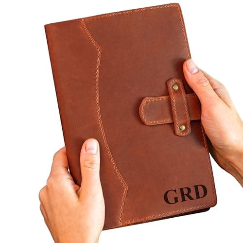 Genuine Leather Journal with Engraved Name or Initials – Crafted in USA – Personalized Gift for Business, College, Travel, Work – Refillable Lined Pages Notebook for Writing – Journal for Men & Women