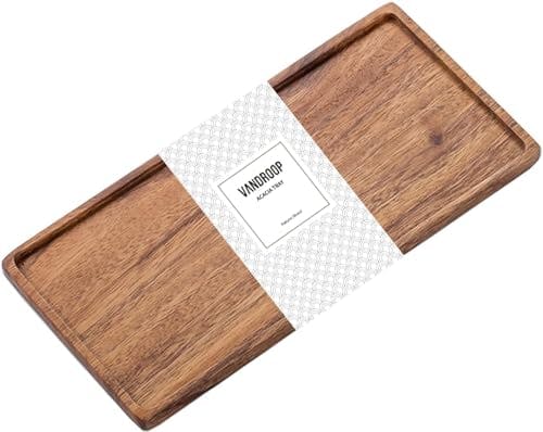 Vandroop Mini Wooden Serving Platter, Small Decorative Trays for Parties, Appetizers, Tea/Coffee, and Cheese, Handcrafted Wooden Board (9.8"×4.6")