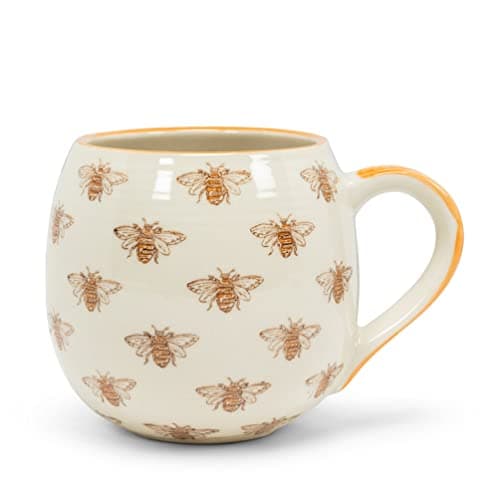 Abbott Collection 27-Ballon Allover Bee Ball Mug, 1 Count (Pack of 1), Ivory/Yellow