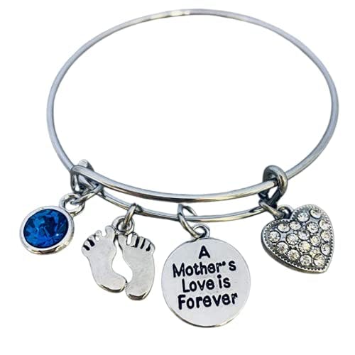 New Mom Gifts for Women: Personalized Custom Mom Bracelet with Birthstone Charms, Mothers Day Jewelry, Pregnancy Gift for First Time Moms, Baby Shower Gift Bangle Bracelet.