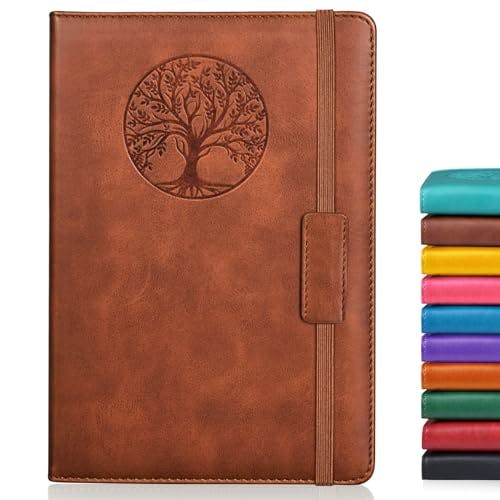 Biuwory Lined Journal Notebook for Women Men,256 Pages A5 Hardcover Leather Journals for Writing,Travel,Business,Work & School,College Ruled Notebooks for Note Taking, Diary Notepad 5.7"×8.3"(Brown)