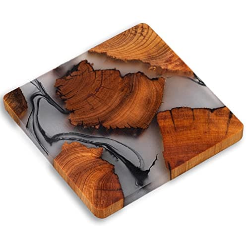 Avocrafts Wooden Coasters Set, Epoxy Coasters, Modern Coasters with Holder, Cedar Wood Coaster (4, No Holder)