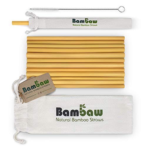 Bamboo Straws 8.7" | Eco-Friendly, Biodegradable & Reusable Straws | Handmade in Bali | Includes Cleaning Brush & Storage Pouch | Bambaw