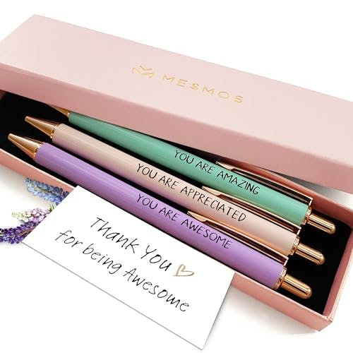 MESMOS 3pc Fancy Pen Set for Women, Thank You Gifts for Women, Nice Cute Pens, Boss Lady Gifts for Coworkers, Teacher Pens, Employee Appreciation Gifts, Office Gifts for Coworkers, Nice Cute Pens