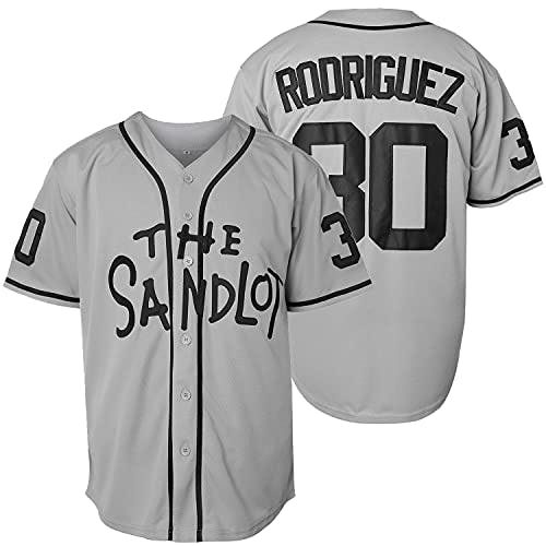 The Sandlot Benny The Jet Rodriguez Michael Squints Palledorous Alan Yeah-Yeah McClennan Bel Air 3D Print Baseball Jersey (XX-Large, 30-Grey)