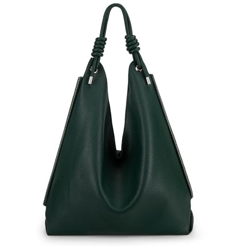 Montana West Hobo Shoulder Bags for Women Leather Womens Hobo Purses and Handbags Green Slouchy Bag Large Size Ladies Handbags MWC-211-DGN