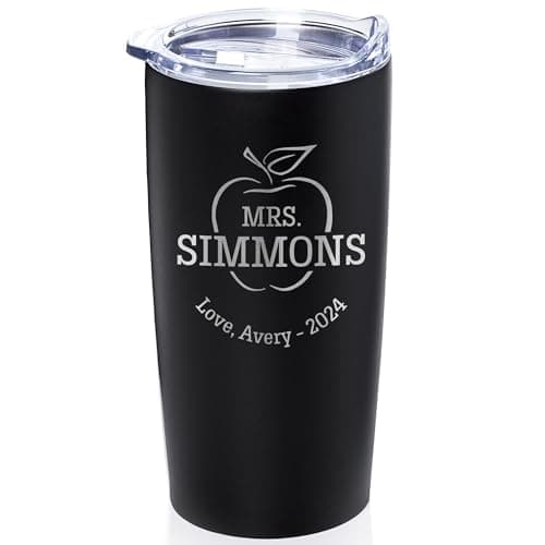 Lifetime Creations Engraved Personalized Teacher Tumbler: Educator Appreciation Gifts, Coffee Travel Mug, Teacher Presents for Women, Thank You End of Year Student Gifts (Matte Black 20 oz Cup)