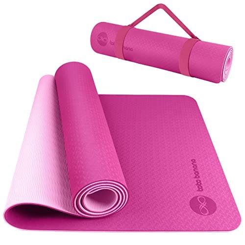BOBO BANANA 1/4 Thick TPE Yoga Mat,72"x24" Eco-friendly Non-Slip Exercise & Fitness Mat for Men&Women with Carrying Strap, Home Workout Mat for Yoga,Pilates& Floor Exercise (rose)