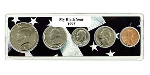 1992-5 Coin Birth Year Set in American Flag Holder Uncirculated