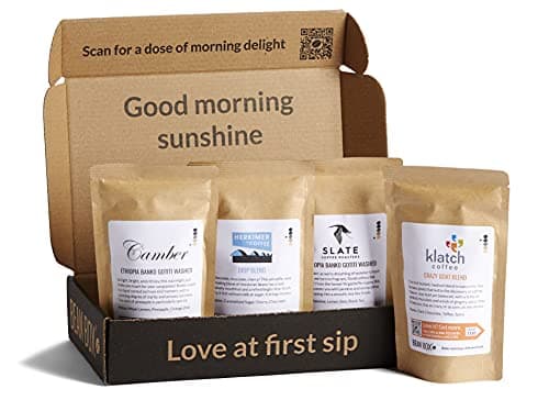 Bean Box Gourmet Coffee Sampler | Specialty Gift Basket | 4 Piece Variety Set | Whole Bean | Birthday Gifts for Her | Care Package