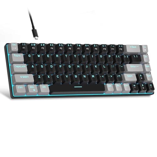 MageGee Portable 60% Mechanical Gaming Keyboard, MK-Box LED Backlit Compact 68 Keys Mini Wired Office Keyboard with Red Switch for Windows Laptop PC Mac - Black/Grey