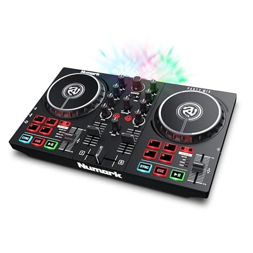 Numark Mix II Controller Set for Beginners with Built-in Party Lights Mixer for Serato DJ Lite and Algoriddim djay Pro AI