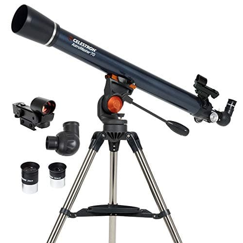 Celestron - AstroMaster 70AZ Telescope - Refractor Telescope - Fully Coated Glass Optics - Adjustable Height Tripod – Bonus Astronomy Software Package