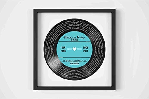 Personalized Record Print Personalized Vinyl Record Song Lyrics Frame Our Song Custom Song Lyrics Framed Print Anniversary Gift for Him Valentines Day Gift
