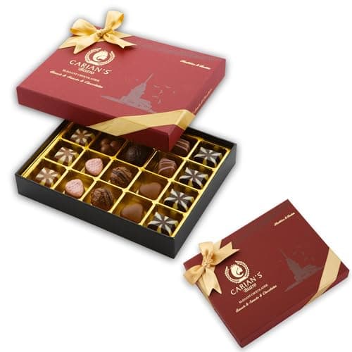 CARIANS Chocolate Gift Box, Box of Candy, Assorted Luxury Premium Gourmet Chocolate Gift Basket, Dark, Milk, White Chocolates & Truffles, Kosher, Halal, 20 Pc., 9.1 oz.