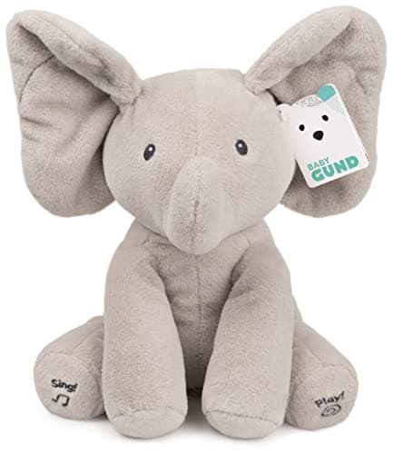 Baby Gund Animated Flappy The Elephant Plush, Singing Stuffed Animal Baby Toy for Ages 0 and Up, Gray, 12"