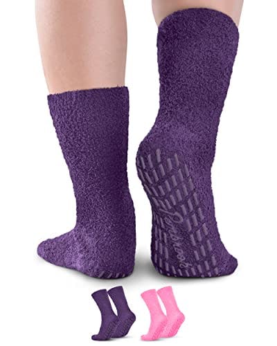 Pembrook Fuzzy Slipper Socks with Grippers for Women and Men - Non Skid Socks/No Slip Fuzzy Socks | Hospital Socks with Grips for Women and Hospital Socks for Men with Grips