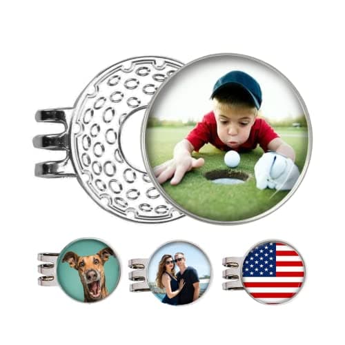 xrlsg Custom Golf Ball Marker and Hat Clip 1 Set, Magnetic Hat Clip with Your Personalized Photo Logo for Golfers, Boyfriend