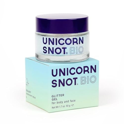 Unicorn Snot BIO Glitter for Face & Body - Cosmetic-Grade Holographic Glitter Gel - Plant-Based Glitter Makeup for Festivals, Raves, Pride Accessories - Safe for Face, Easy Application (Galaxy)