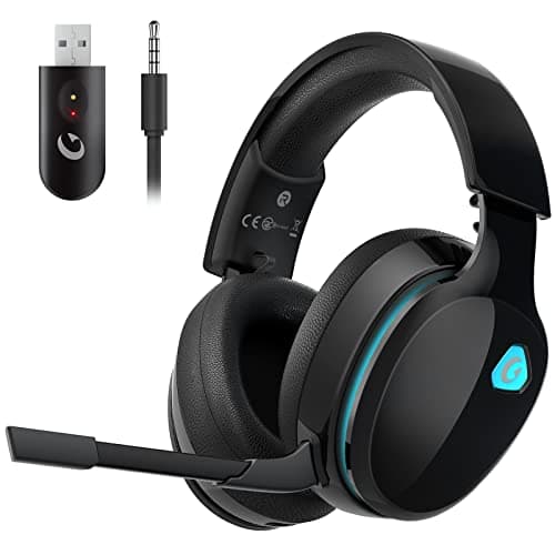 Gtheos 2.4GHz Wireless Gaming Headphones for PS5, PS4 Fortnite & Call of Duty/FPS Gamers, PC, Nintendo Switch, Bluetooth 5.3 Gaming Headset with Noise Canceling Mic, Stereo Sound, 40+Hr Battery -Black